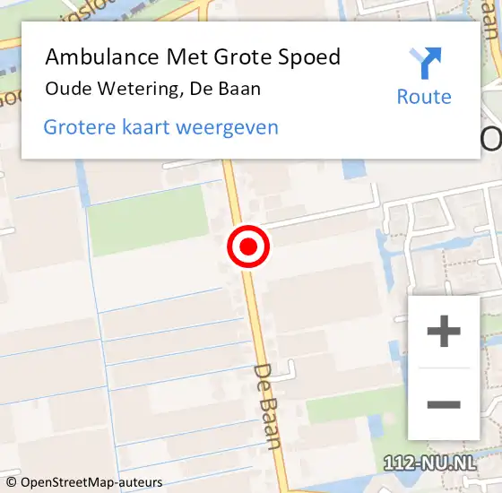 Locatie op kaart van de 112 melding: Ambulance Met Grote Spoed Naar Oude Wetering, De Baan op 20 januari 2023 05:42