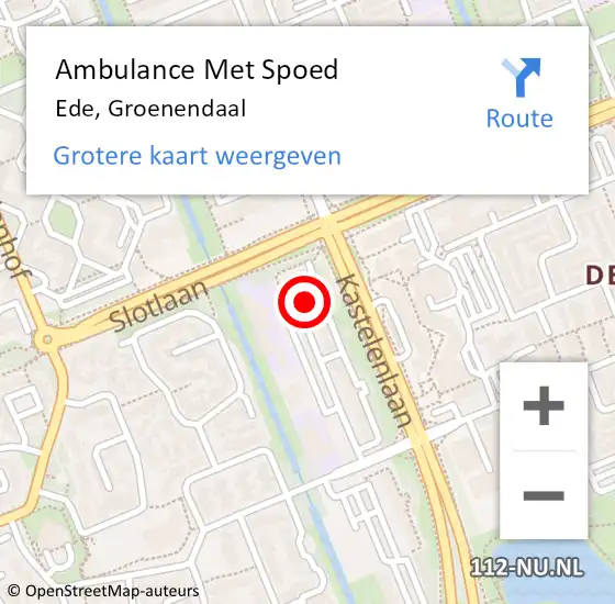 Locatie op kaart van de 112 melding: Ambulance Met Spoed Naar Ede, Groenendaal op 20 januari 2023 05:45