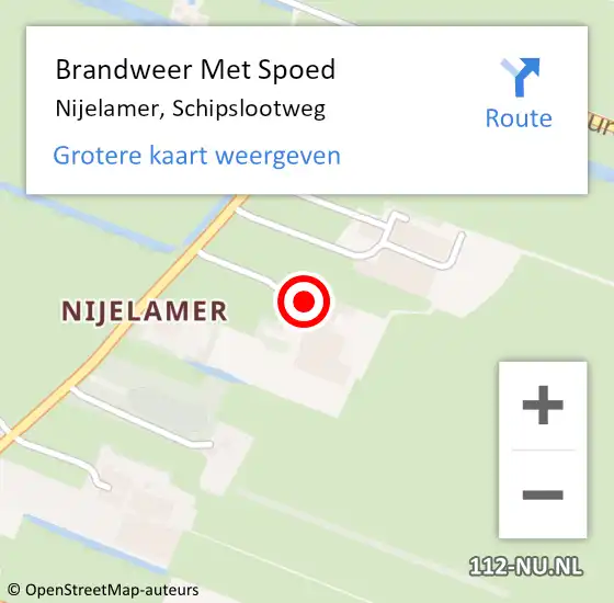 Locatie op kaart van de 112 melding: Brandweer Met Spoed Naar Nijelamer, Schipslootweg op 20 januari 2023 05:50