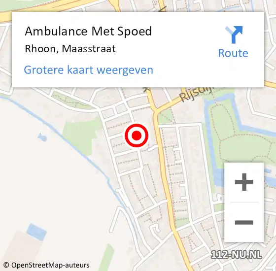 Locatie op kaart van de 112 melding: Ambulance Met Spoed Naar Rhoon, Maasstraat op 20 januari 2023 05:58