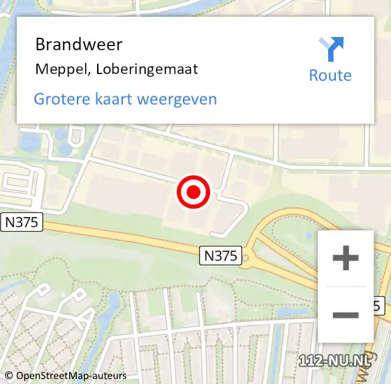 Locatie op kaart van de 112 melding: Brandweer Meppel, Loberingemaat op 20 januari 2023 07:24