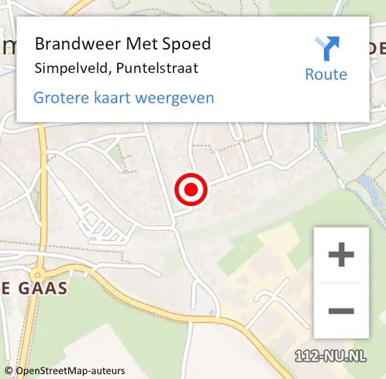 Locatie op kaart van de 112 melding: Brandweer Met Spoed Naar Simpelveld, Puntelstraat op 20 januari 2023 07:28