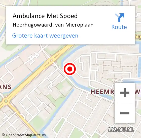 Locatie op kaart van de 112 melding: Ambulance Met Spoed Naar Heerhugowaard, van Mieroplaan op 20 januari 2023 07:46