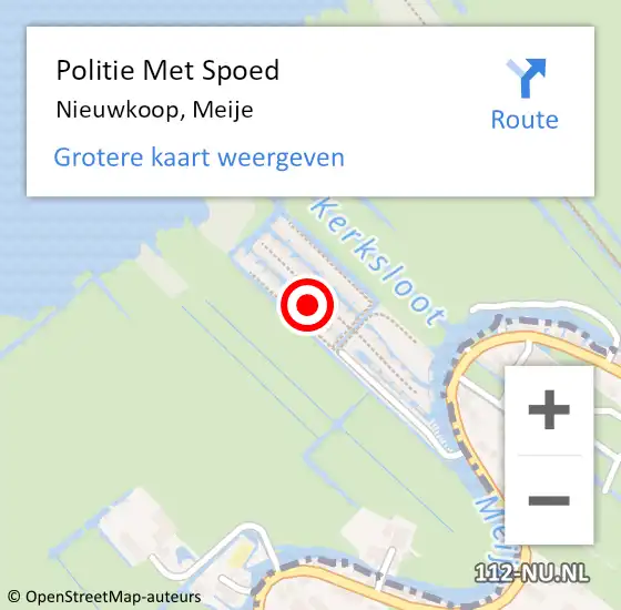 Locatie op kaart van de 112 melding: Politie Met Spoed Naar Nieuwkoop, Meije op 20 januari 2023 07:49