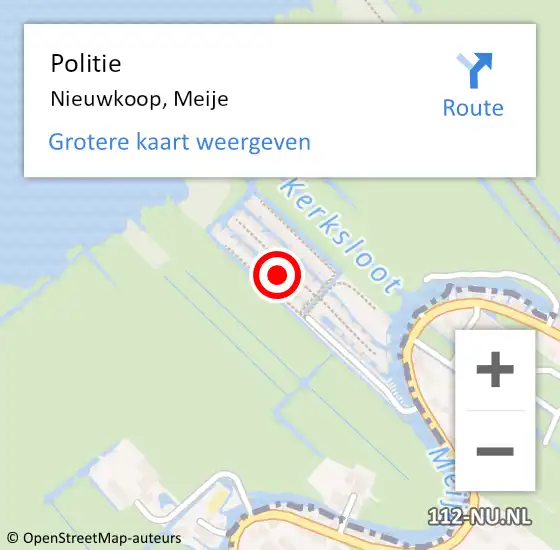 Locatie op kaart van de 112 melding: Politie Nieuwkoop, Meije op 20 januari 2023 07:52