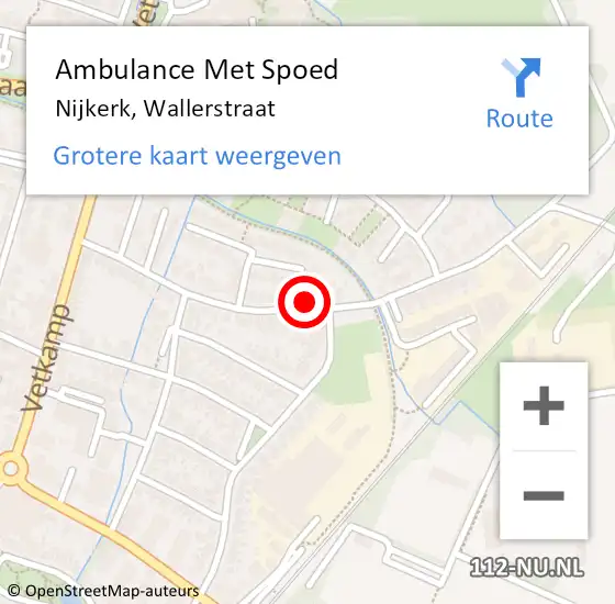 Locatie op kaart van de 112 melding: Ambulance Met Spoed Naar Nijkerk, Wallerstraat op 20 januari 2023 07:55