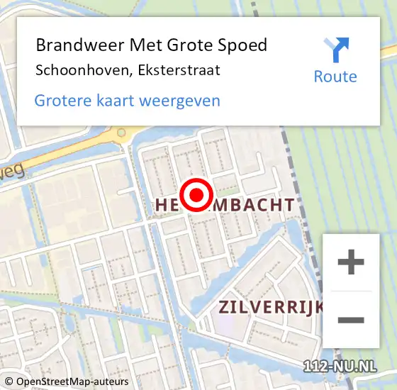 Locatie op kaart van de 112 melding: Brandweer Met Grote Spoed Naar Schoonhoven, Eksterstraat op 20 januari 2023 08:12