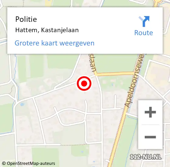 Locatie op kaart van de 112 melding: Politie Hattem, Kastanjelaan op 20 januari 2023 08:28