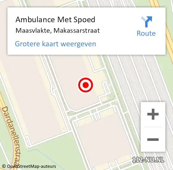 Locatie op kaart van de 112 melding: Ambulance Met Spoed Naar Maasvlakte, Makassarstraat op 20 januari 2023 08:42