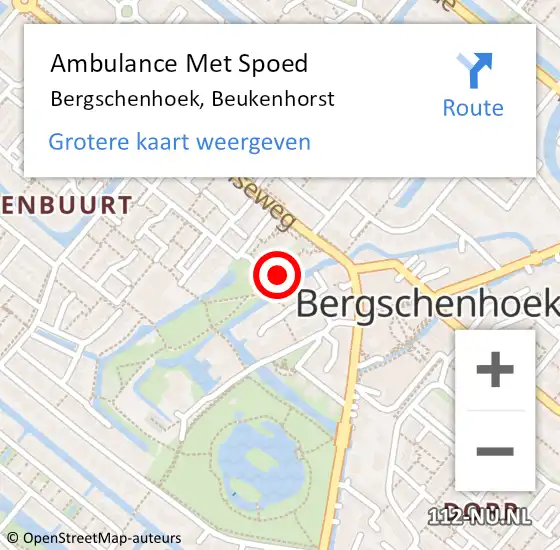 Locatie op kaart van de 112 melding: Ambulance Met Spoed Naar Bergschenhoek, Beukenhorst op 20 januari 2023 09:01