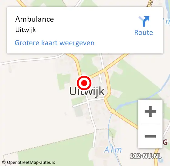 Locatie op kaart van de 112 melding: Ambulance Uitwijk op 20 januari 2023 09:15