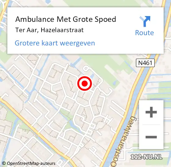 Locatie op kaart van de 112 melding: Ambulance Met Grote Spoed Naar Ter Aar, Hazelaarstraat op 20 januari 2023 09:24