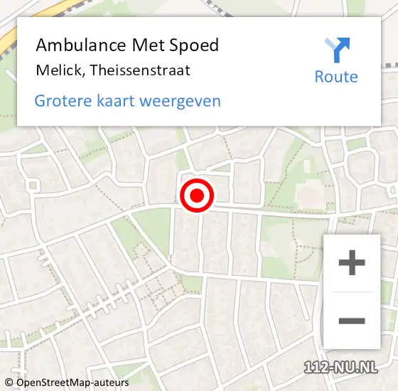 Locatie op kaart van de 112 melding: Ambulance Met Spoed Naar Melick, Theissenstraat op 20 januari 2023 09:25