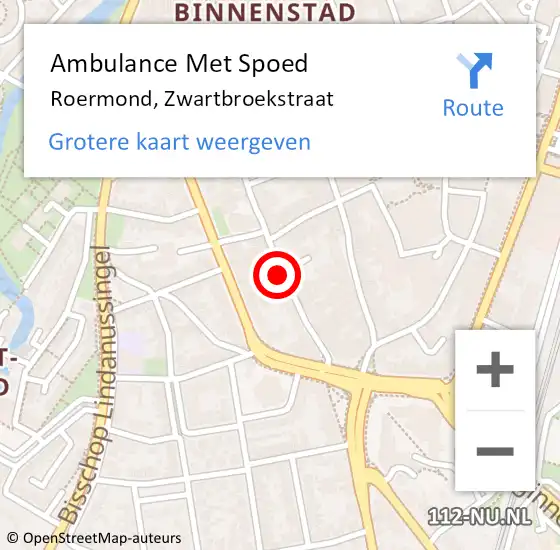 Locatie op kaart van de 112 melding: Ambulance Met Spoed Naar Roermond, Zwartbroekstraat op 20 januari 2023 09:35