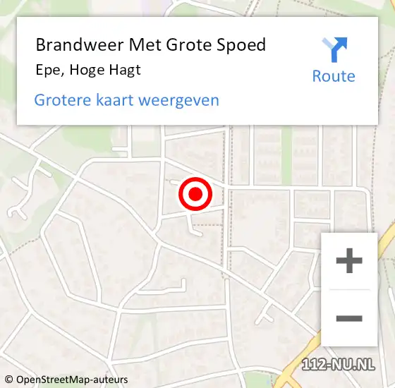 Locatie op kaart van de 112 melding: Brandweer Met Grote Spoed Naar Epe, Hoge Hagt op 20 januari 2023 09:39