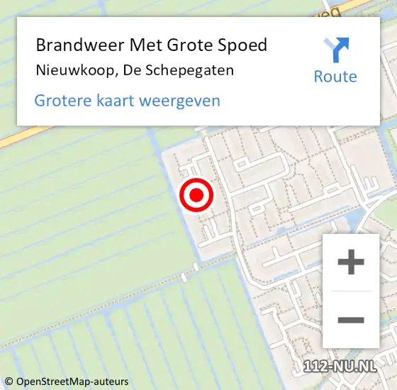 Locatie op kaart van de 112 melding: Brandweer Met Grote Spoed Naar Nieuwkoop, De Schepegaten op 20 januari 2023 09:56