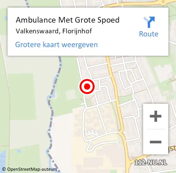 Locatie op kaart van de 112 melding: Ambulance Met Grote Spoed Naar Valkenswaard, Florijnhof op 12 augustus 2014 19:22