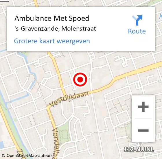 Locatie op kaart van de 112 melding: Ambulance Met Spoed Naar 's-Gravenzande, Molenstraat op 20 januari 2023 10:25