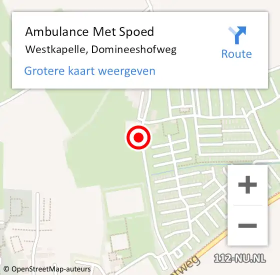 Locatie op kaart van de 112 melding: Ambulance Met Spoed Naar Westkapelle, Domineeshofweg op 12 augustus 2014 19:26