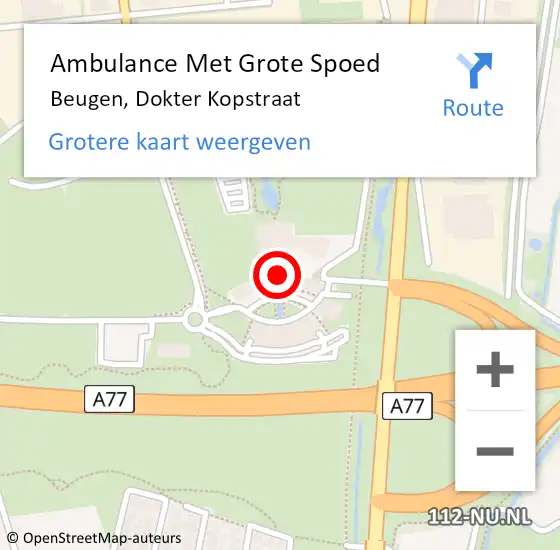 Locatie op kaart van de 112 melding: Ambulance Met Grote Spoed Naar Beugen, Dokter Kopstraat op 20 januari 2023 10:33