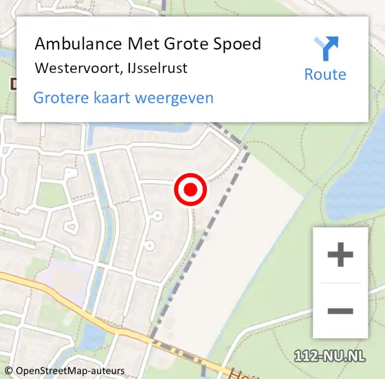 Locatie op kaart van de 112 melding: Ambulance Met Grote Spoed Naar Westervoort, IJsselrust op 20 januari 2023 10:40