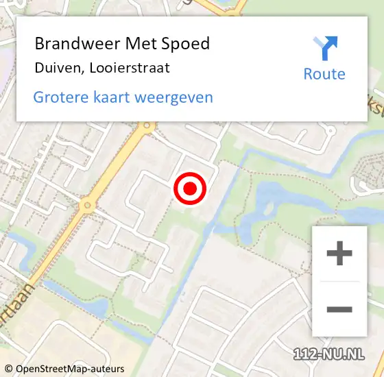 Locatie op kaart van de 112 melding: Brandweer Met Spoed Naar Duiven, Looierstraat op 20 januari 2023 10:46