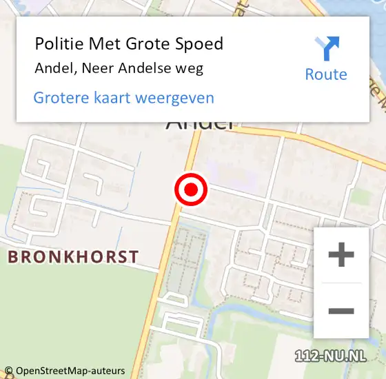 Locatie op kaart van de 112 melding: Politie Met Grote Spoed Naar Andel, Neer Andelse weg op 20 januari 2023 10:55