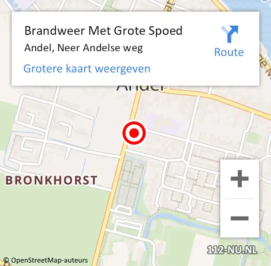 Locatie op kaart van de 112 melding: Brandweer Met Grote Spoed Naar Andel, Neer Andelse weg op 20 januari 2023 10:55