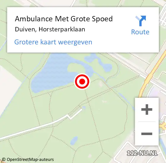 Locatie op kaart van de 112 melding: Ambulance Met Grote Spoed Naar Duiven, Horsterparklaan op 20 januari 2023 11:07