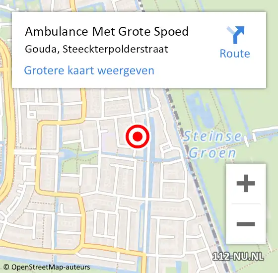 Locatie op kaart van de 112 melding: Ambulance Met Grote Spoed Naar Gouda, Steeckterpolderstraat op 20 januari 2023 11:19