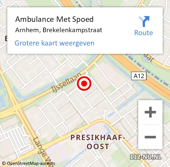 Locatie op kaart van de 112 melding: Ambulance Met Spoed Naar Arnhem, Brekelenkampstraat op 20 januari 2023 11:56