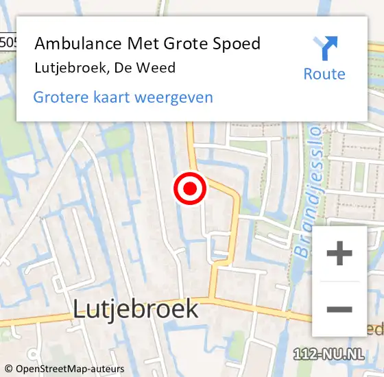Locatie op kaart van de 112 melding: Ambulance Met Grote Spoed Naar Lutjebroek, De Weed op 20 januari 2023 11:59
