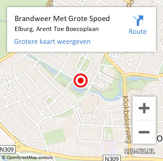 Locatie op kaart van de 112 melding: Brandweer Met Grote Spoed Naar Elburg, Arent Toe Boecoplaan op 12 augustus 2014 19:41