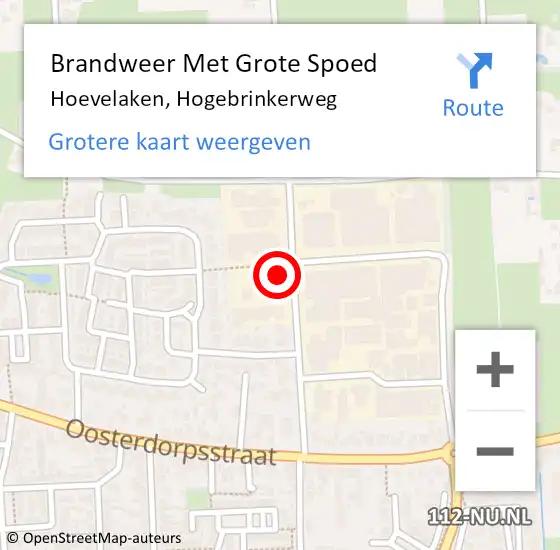 Locatie op kaart van de 112 melding: Brandweer Met Grote Spoed Naar Hoevelaken, Hogebrinkerweg op 20 januari 2023 12:04