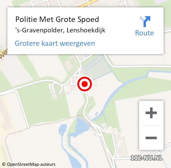 Locatie op kaart van de 112 melding: Politie Met Grote Spoed Naar 's-Gravenpolder, Lenshoekdijk op 20 januari 2023 12:10