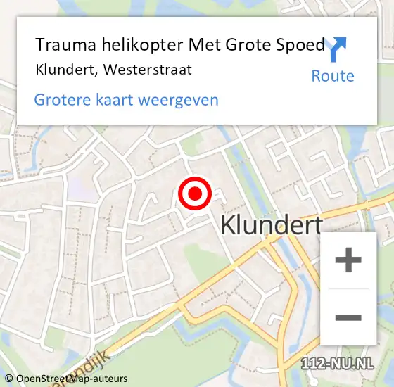 Locatie op kaart van de 112 melding: Trauma helikopter Met Grote Spoed Naar Klundert, Westerstraat op 20 januari 2023 12:16