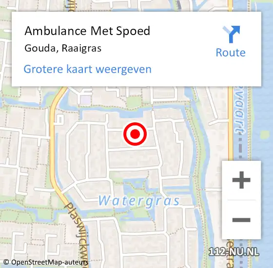 Locatie op kaart van de 112 melding: Ambulance Met Spoed Naar Gouda, Raaigras op 20 januari 2023 12:28