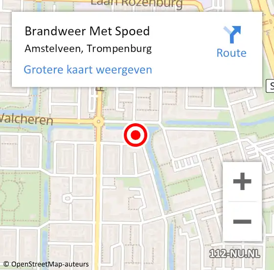 Locatie op kaart van de 112 melding: Brandweer Met Spoed Naar Amstelveen, Trompenburg op 20 januari 2023 12:42