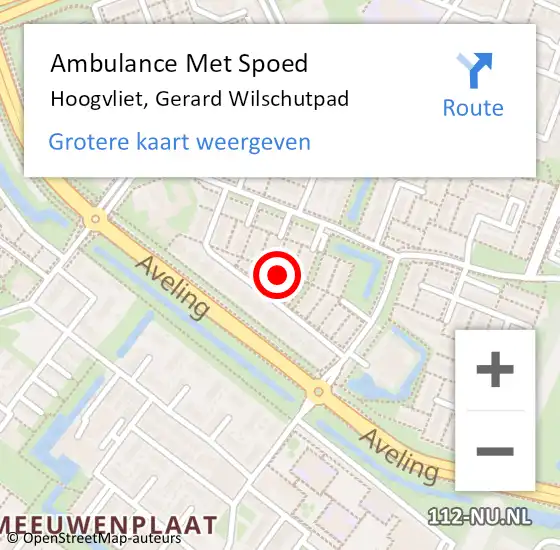 Locatie op kaart van de 112 melding: Ambulance Met Spoed Naar Hoogvliet, Gerard Wilschutpad op 12 augustus 2014 19:49