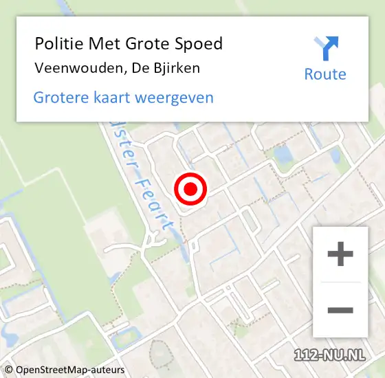 Locatie op kaart van de 112 melding: Politie Met Grote Spoed Naar Veenwouden, De Bjirken op 20 januari 2023 12:49