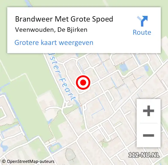 Locatie op kaart van de 112 melding: Brandweer Met Grote Spoed Naar Veenwouden, De Bjirken op 20 januari 2023 12:49