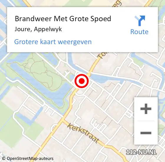 Locatie op kaart van de 112 melding: Brandweer Met Grote Spoed Naar Joure, Appelwyk op 20 januari 2023 13:05