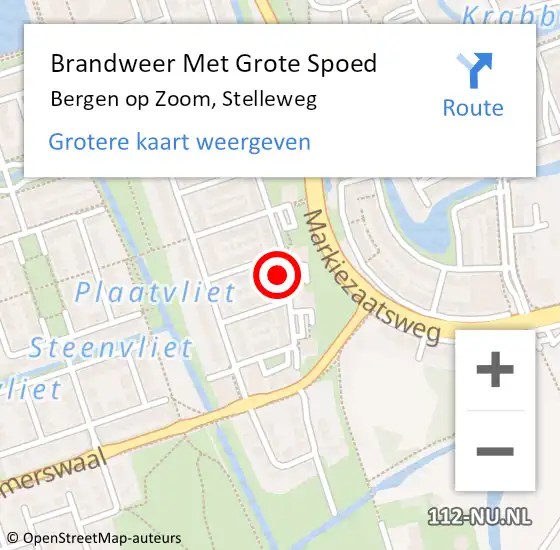 Locatie op kaart van de 112 melding: Brandweer Met Grote Spoed Naar Bergen op Zoom, Stelleweg op 20 januari 2023 13:07