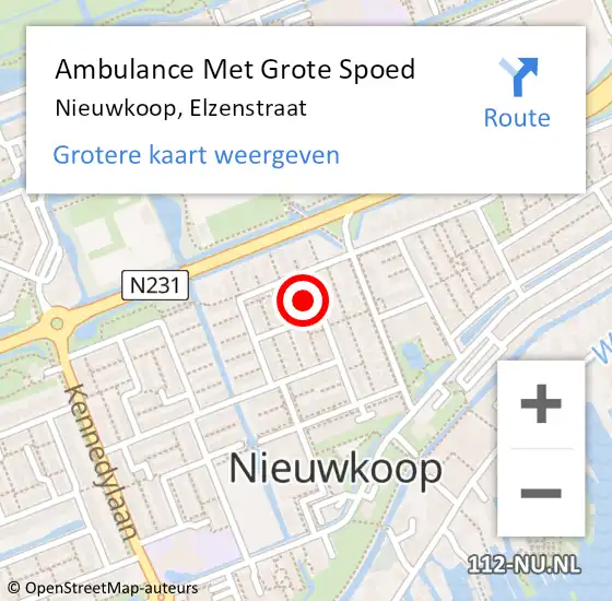 Locatie op kaart van de 112 melding: Ambulance Met Grote Spoed Naar Nieuwkoop, Elzenstraat op 20 januari 2023 13:07