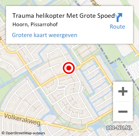 Locatie op kaart van de 112 melding: Trauma helikopter Met Grote Spoed Naar Hoorn, Pissarrohof op 20 januari 2023 13:16