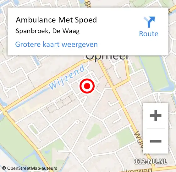 Locatie op kaart van de 112 melding: Ambulance Met Spoed Naar Spanbroek, De Waag op 20 januari 2023 13:21