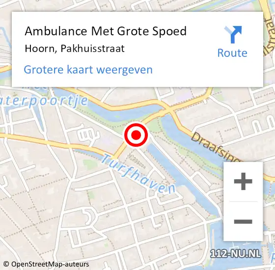 Locatie op kaart van de 112 melding: Ambulance Met Grote Spoed Naar Hoorn, Pakhuisstraat op 20 januari 2023 13:25