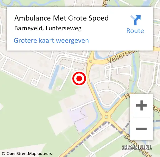 Locatie op kaart van de 112 melding: Ambulance Met Grote Spoed Naar Barneveld, Lunterseweg op 20 januari 2023 13:44