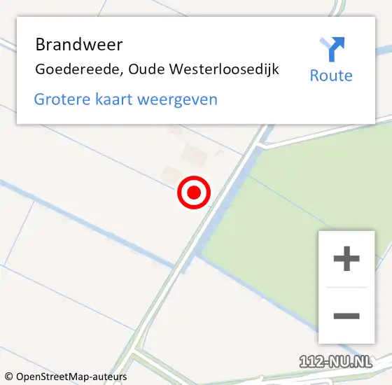 Locatie op kaart van de 112 melding: Brandweer Goedereede, Oude Westerloosedijk op 20 januari 2023 13:45