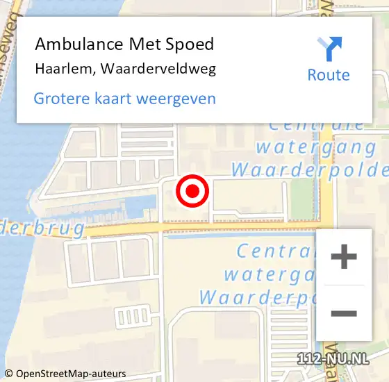 Locatie op kaart van de 112 melding: Ambulance Met Spoed Naar Haarlem, Waarderveldweg op 20 januari 2023 13:50